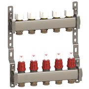Коллектор General Fittings CX 1 х3/4 , 5вых., c клапанами, с расходомерами, сталь нерж. RBR91612400500