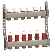 Коллектор General Fittings CX 1 х3/4 , 6вых., c клапанами, с расходомерами, сталь нерж. RBR91612400600