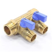 Коллектор General Fittings 6200 3/4 х1/2 , 2вых., c шаровыми кранами, латунь 620056H0504B2A~