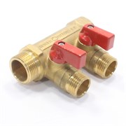 Коллектор General Fittings 6200 3/4 х1/2 , 2вых., c шаровыми кранами, латунь 620056H0504R2A~