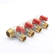 Коллектор General Fittings 6200 3/4 х1/2 , 4вых., c шаровыми кранами, латунь никелир. 620056N0504R4A