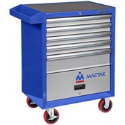 Тележка инструментальная Мастак, 5 ящиков и отсек, синяя 180-016160