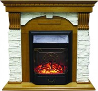 Комплект электрокаминов с искусственным камнем Royal Flame Dublin арочный сланец белый с очагом Majestic (Дуб) M51345