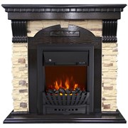 Комплект электрокаминов с искусственным камнем Royal Flame Dublin арочный сланец венге с очагом Aspen Black M129642