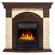 Угловой электрокамин Electrolux EFP/P-1020LS с порталом Firelight Torre Classic U (угловой) камень слоновая кость, темный дуб M134385