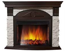 Угловой электрокамин Electrolux EFP/P-2720RLS с порталом Firelight Torre 25U (угловой) камень белый, шпон темный дуб M231644
