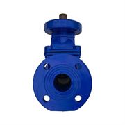 Задвижка клиновая Китай 30ч939р Ду100 Ру16 аналог МЗВ фланцевая синяя, корпус - чугун, обрезиненный клин, Тмакс=120°C, с невыдвижным штоком под привод D040-05573
