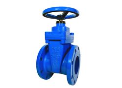 Задвижка клиновая ЛМЗ 30ч39р Ду80 Ру16 аналог МЗВ SLG13 фланцевая синяя, корпус - чугун, уплотнение - EPDM, обрезиненный клин, Тмакс=115°С, с невыдвижным штоком и штурвалом D040-05600