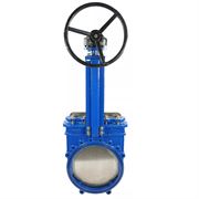 Задвижка шиберная ножевая Китай Ду600 Ру10 межфланцевая, клин - однодисковый, корпус - чугун, уплотнение - NBR, с редуктором D040-06785