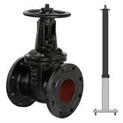 Задвижка двухдисковая ЛАЗ 30ч6бр Ду50 Ру10 чугунная с выдвижным шпинделем с телескопическим штоком 1300-1800 мм, на штурвал, управление Т-образный ключ, без ключа D040-00308