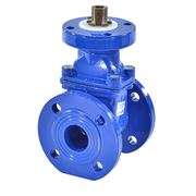 Задвижка клиновая Китай 30ч939р Ду80 Ру16 аналог МЗВ фланцевая синяя, корпус - чугун, обрезиненный клин, Тмакс=120°C, с невыдвижным штоком под привод D040-05572