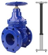 Задвижка клиновая Нептун 30ч39р Ду50 Ру16 чугунная с невыдвижным шпинделем с обрезиненным клином с телескопическим штоком 1050-1750 мм, на штурвал, управление штурвал D040-01298