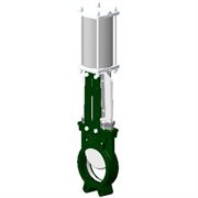 Задвижка шиберная ножевая Tecofi VG4400-03M Ду50 Ру10 односторонняя, межфланцевая, корпус - чугун, уплотнение - металл, с пневмоприводом 2-стороннего действия D040-06162