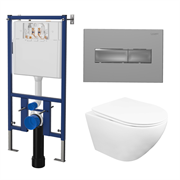 Комплект унитаз с инсталляцией Loranto с кнопкой Line хром матовая + Fatto с сиденьем микролифт, 4501+7321+AZ-1049WS T0062189 Комплект унитаз с инсталляцией Loranto с кнопкой Line хром матовая + Fatto с сиденьем микролифт, 4501+7321+AZ-1049WS T0062189