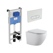Комплект унитаз с инсталляцией Aquanet Rimless Cetus 2.0 с инсталляцией PROSYS Ideal Standard, клавиша хром, 00323468 T00323468