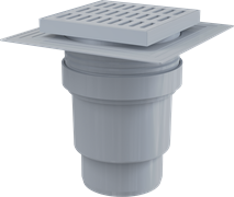 ALCA PLAST Сливной трап 150x150/110, подводка – прямая, решетка – серая, воротник – 2-х уровневая изоляция, гидрозатвор – мокрый, APV11 T0042147