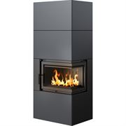 Готовый дровяной каминокомплект Kratki SIMPLE Box черный с топкой BS, правый угол M130519