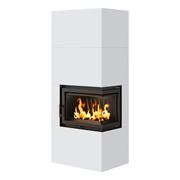 Готовый дровяной каминокомплект Kratki SIMPLE Box белый с топкой BS, правый угол M130521