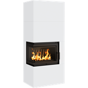 Готовый дровяной каминокомплект Kratki SIMPLE Box белый с топкой BS, левый угол M130516