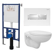 Комплект унитаз с инсталляцией Loranto с кнопкой Line белый глянец + Fredo безободковый с сиденьем микролифт (soft close) полипропилен, 4501+7320+CS-WH8005 T0062193