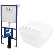 Комплект унитаз с инсталляцией Loranto Azario MONEO безободковый в комплекте с сидением микролифт 530*365*370, 4501+AZ-0062 T0062211