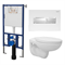 Комплект унитаз с инсталляцией Loranto с кнопкой Line белый глянец + Fredo безободковый с сиденьем микролифт (soft close) полипропилен, 4501+7320+CS-WH8005 T0062193 - фото 6102427